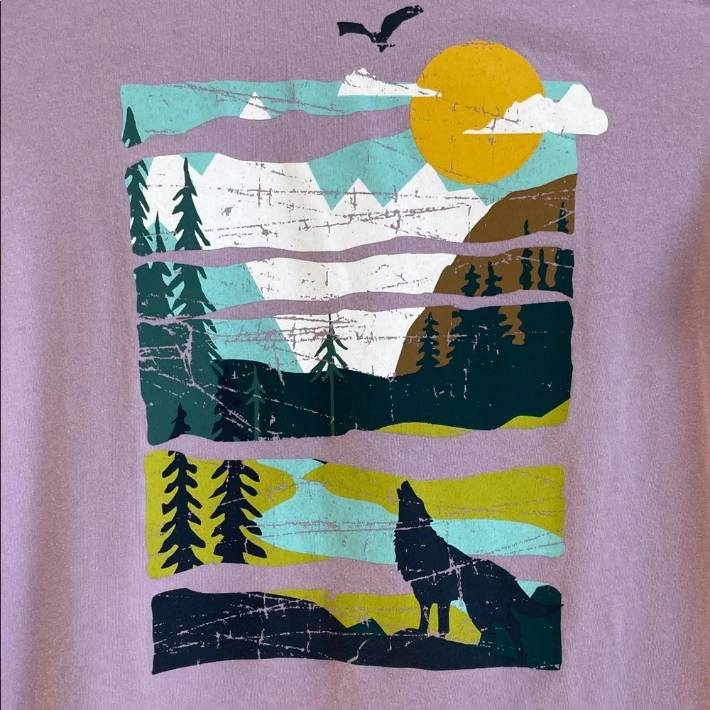 Cat & Jack Purple Nature Graphic Long Sleeve Tee • M (8/10)